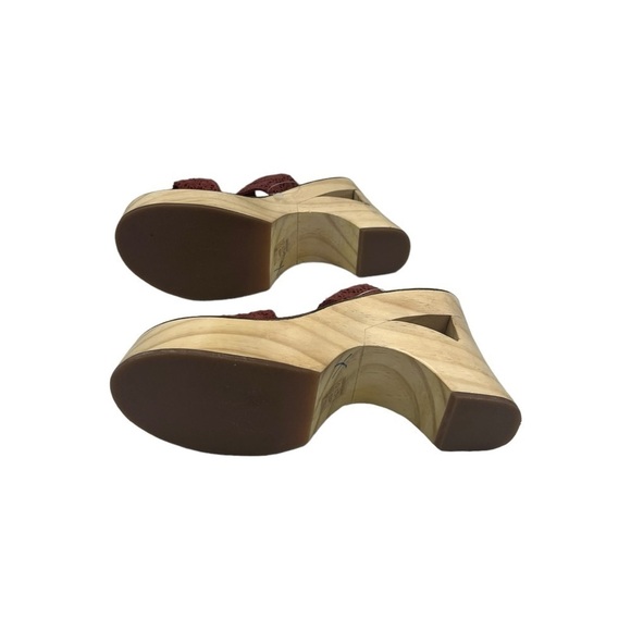 NWOT URBAN OUTFITTERS Geo-Wood Wedge Sandals Mauve 6 - Picture 11 of 11